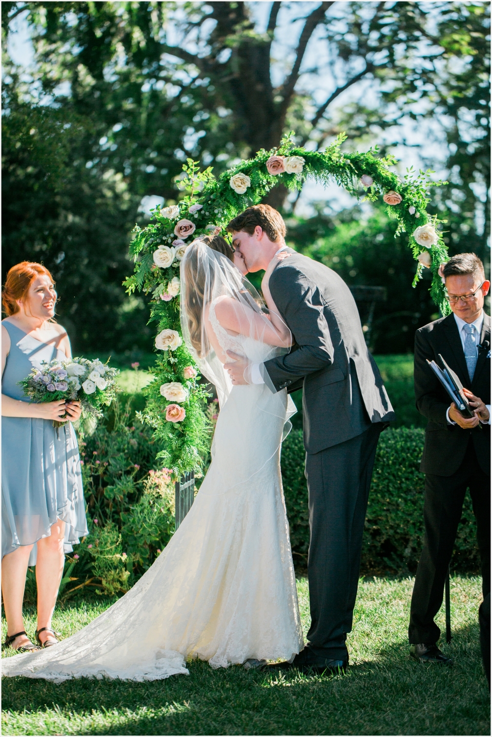 Park Winters Wedding Ceremony First Kiss