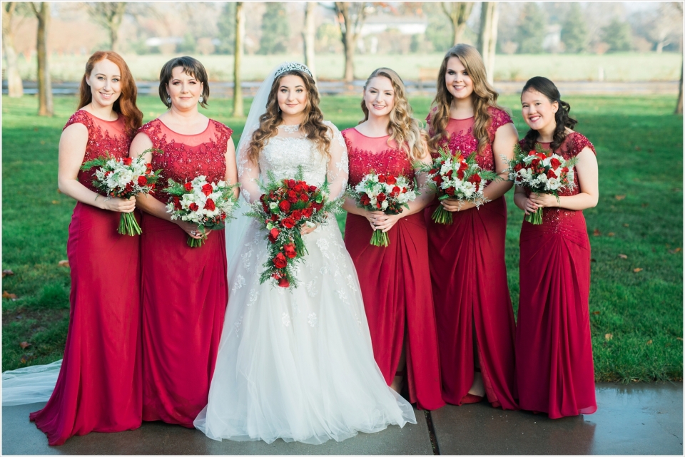 Sacramento Winter Wedding Photos Bride and Bridesmaids